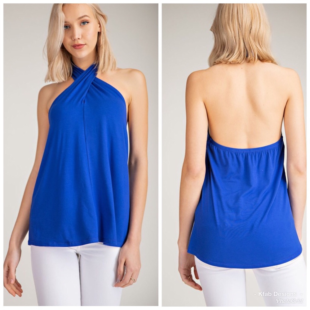 ๐LAST 1! Solid Halter Neck Twist Front Top! - Picture 2 of 4